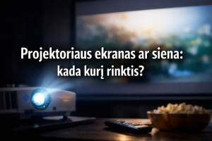 Projektoriaus ekranas ar siena: kada kurį rinktis?